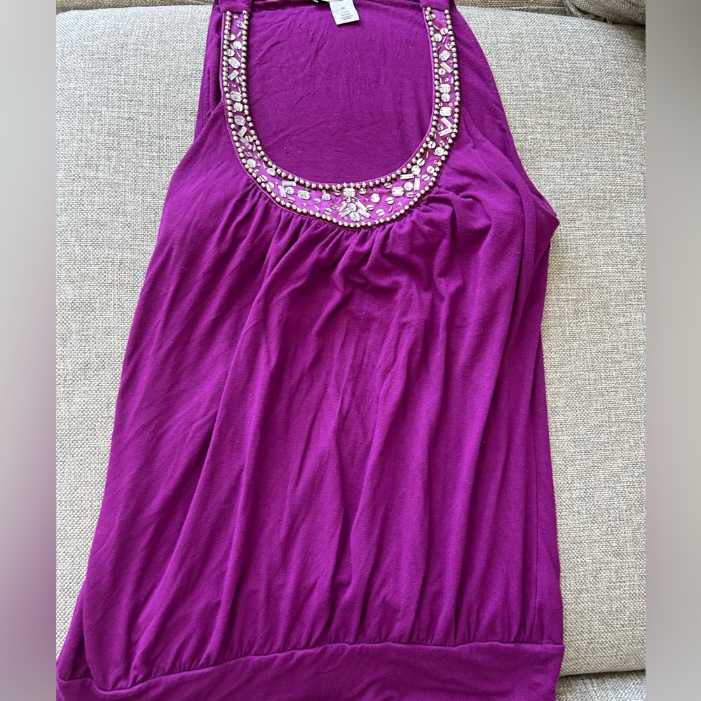 White House Black Market Beaded Purple Top